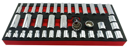 Britool Hallmark Standard & Deep Socket Set 6-24mm - 3/8" Drive, 12-Point