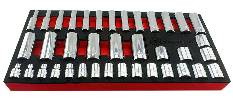 Britool Hallmark Standard & Deep Socket Set 6-24mm - 3/8" Drive, 12-Point
