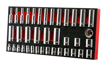 STANDARD & DEEP 12-POINT SOCKET SET + CROWS FOOT WRENCH SET - BRITOOL HALLAMRK