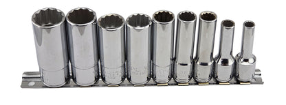 Britool England 3/8"SD 9 piece AF Deep 12 Point Socket Set - MDBSET9
