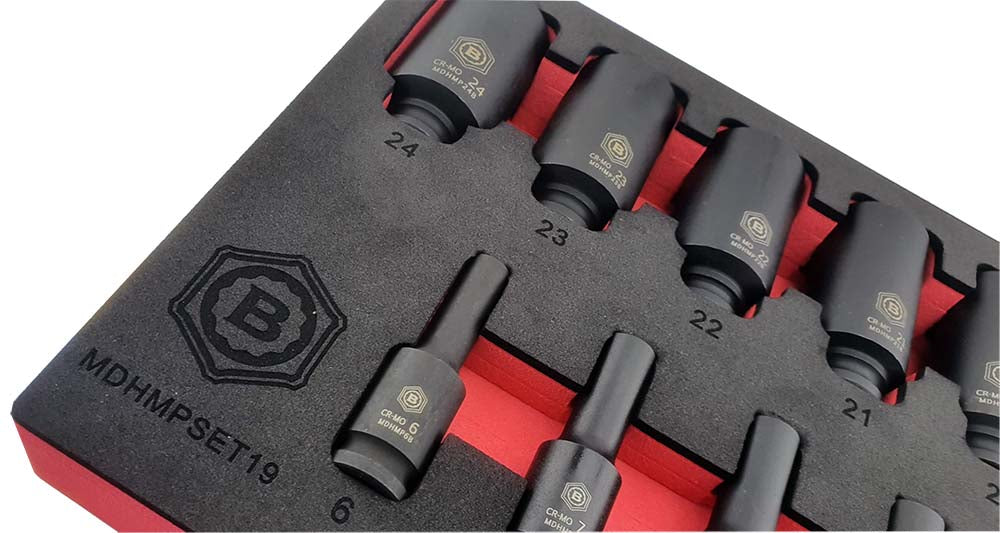 Britool Hallmark 19pc 3/8"SD Deep Hexagon / 6 Point Impact Socket Set