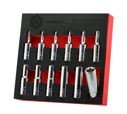 Britool Hallmark 12pc 3/8" Drive Deep E-Torx / Star Chrome Socket Set E4-E24