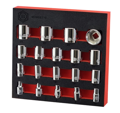 3/8" Socket Set (6-Point) 6-24mm + Ratchet From Britool Hallmark