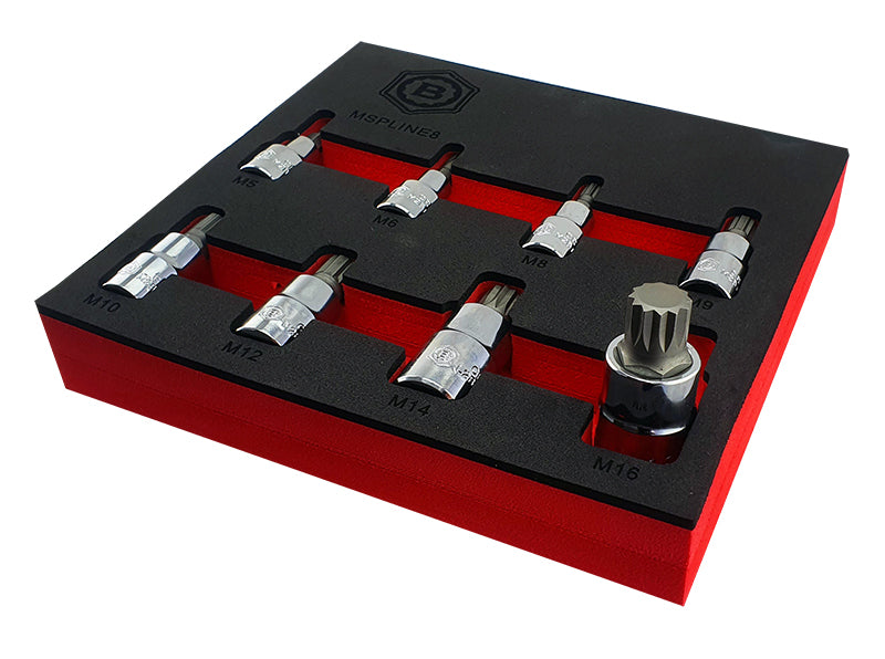 8pc Triple Square | Spline | XZN Bit Socket Set From Britool Hallmark Mspline8