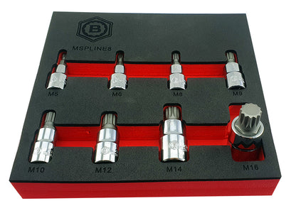 8pc Triple Square | Spline | XZN Bit Socket Set From Britool Hallmark Mspline8
