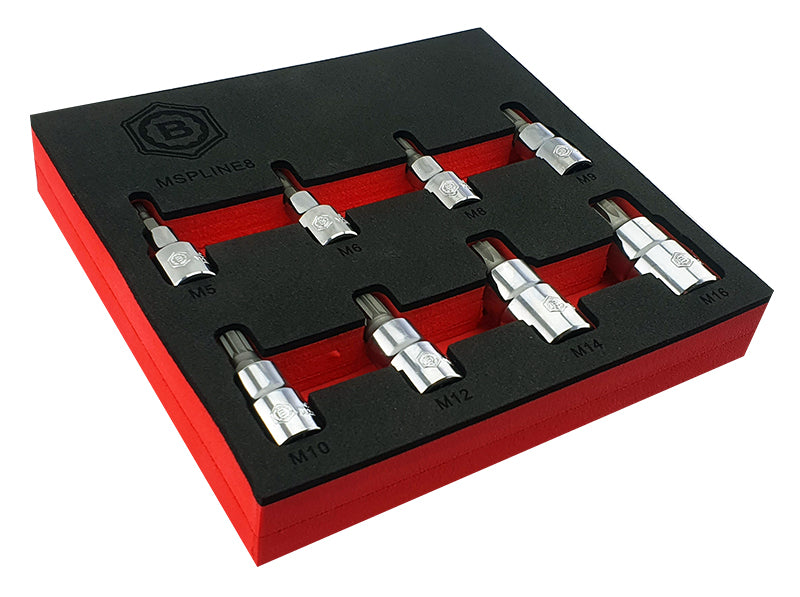 8pc Triple Square | Spline | XZN Bit Socket Set From Britool Hallmark Mspline8