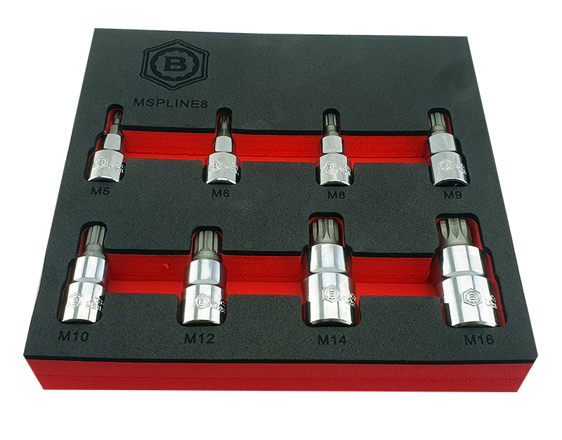 8pc Triple Square | Spline | XZN Bit Socket Set From Britool Hallmark Mspline8