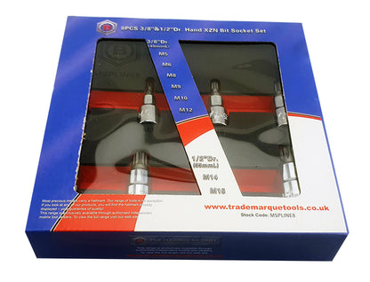 8pc Triple Square | Spline | XZN Bit Socket Set From Britool Hallmark Mspline8