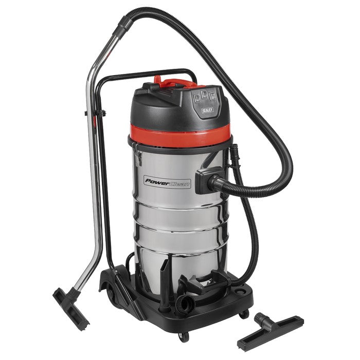 Sealey 100L Vacuum Cleaner Wet & Dry with Stainless Steel Drum 3000W/230V