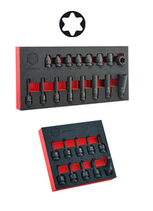 1/2" Dr E-Torx Impact Socket Set E10-E24 + Impact Torx Driver Set