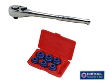 1/2" Drive Ratchet + Free Aluminium Oil Filter Cap Socket Set Britool Hallmark