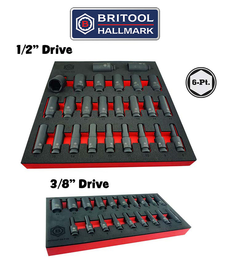 1/2" Drive Deep Impact Socket Set + 3/8" Deep Set Britool Hallmark
