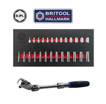 Britool Hallmark 1/4"D Standard & Deep Socket Set + Flex Head Extending Ratchet