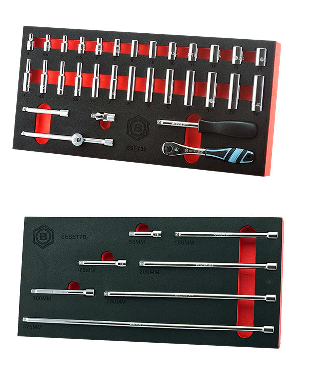 Britool Hallmark 1/4" Drive Socket Set + 1/4" Extension Bar Set