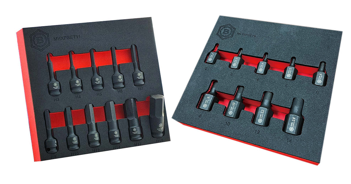 Britool Hex / Allen Key Impact Driver Set + Stud Extractor Set