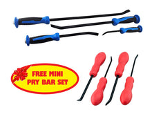 4pc Pry Bar Set with Hammer Cap & Hand Guard + Free Mini Pry Bar Set