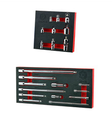 Britool 9pc Universal Joint & Socket Adaptor Set + 12pc Extension Bar Set