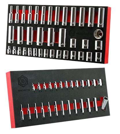 Britool 38pc 3/8" Standard & Deep Socket Set + 26pc 1/4" Set (12-Point)