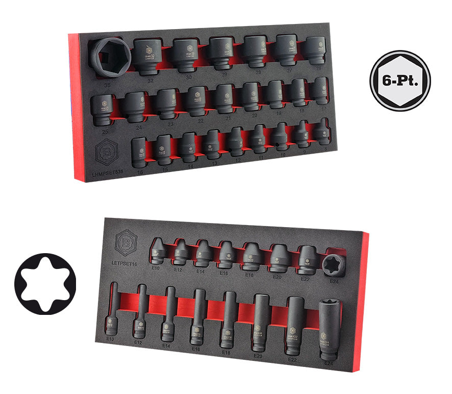 Britool Hallmark 1/2" Drive Impact Socket Set Sizes 8-36mm + E-Torx Set E10-E24