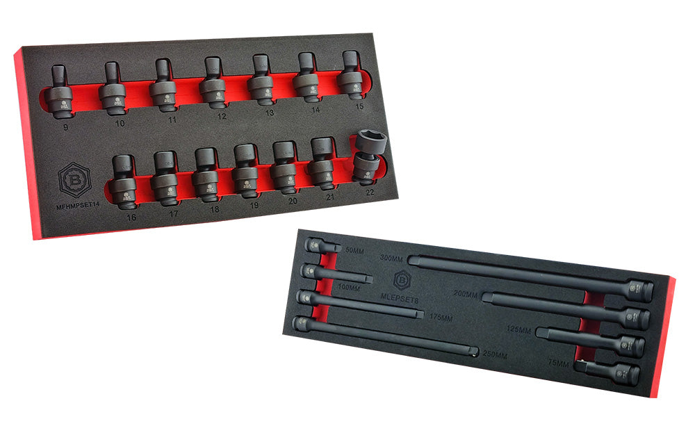 Britool Hallmark 3/8" Swivel UJ Impact Socket Set & Extension Bar Set