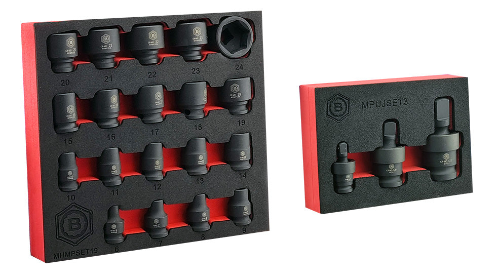Britool Hallmark 19pc 3/8" Drive Impact Socket Set + 3pc UJ Set