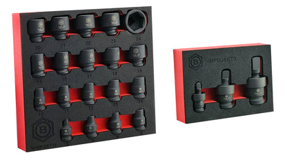 Britool Hallmark 19pc 3/8" Drive Impact Socket Set + 3pc UJ Set