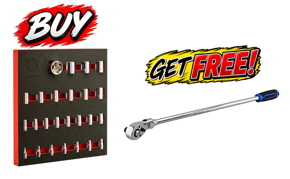 Britool 1/2" Drive Socket Set 10-36mm + XL Flex Head Ratchet