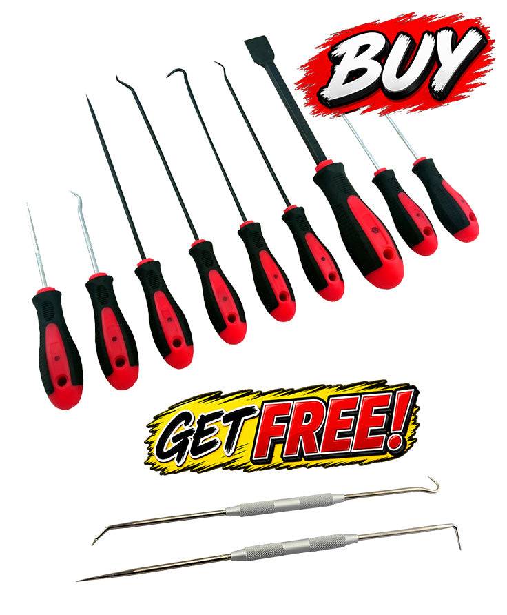 Britool 9 Piece Hook & Pick Set With Scraper + 2pc Scribe Set