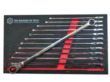 Britool Hallmark 12pc Extra-Long Flat Flexi Ring Ratchet Spanner Set 8-19mm