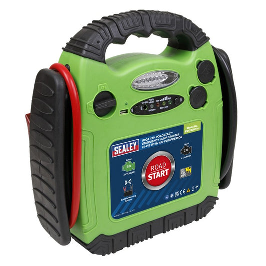 RoadStart Emergency Jump Starter+Compressor 12V 900 Peak Amp