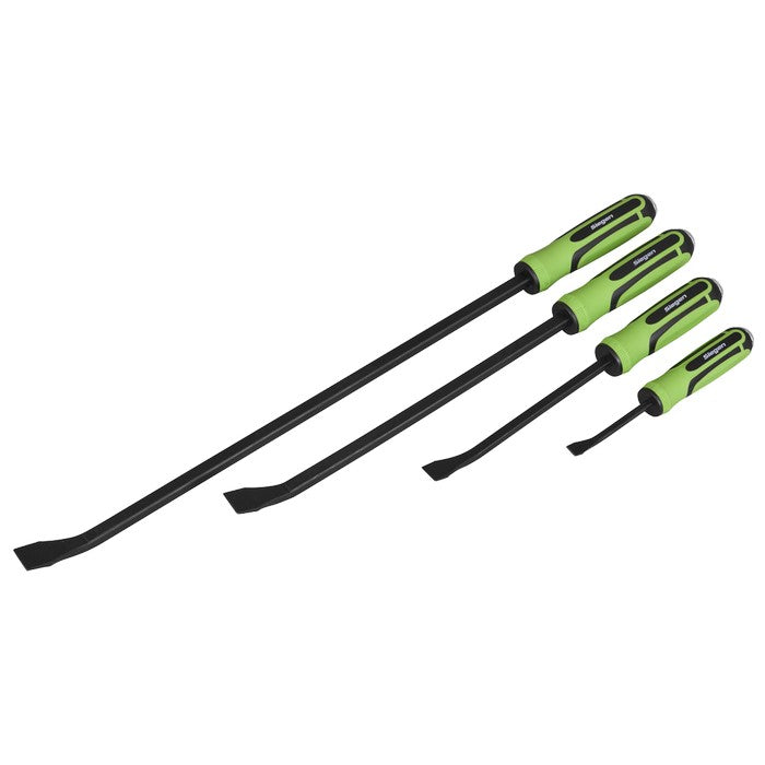 Angled Pry Bar Set with Hammer Cap Heavy-Duty 4pc