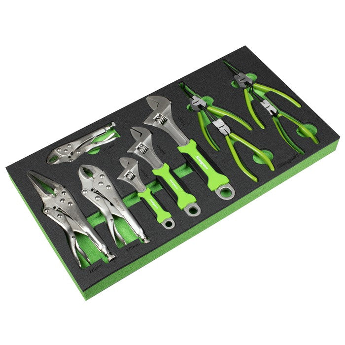 Tool Tray with Adjustable Wrench & Pliers Set 10pc