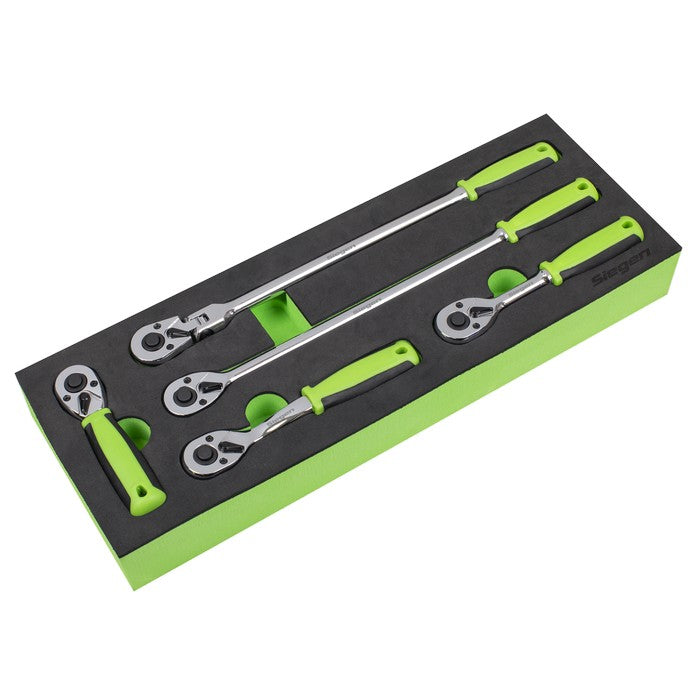 Ratchet Wrench Set with Flip Reverse 5pc 1/4"Sq Drive