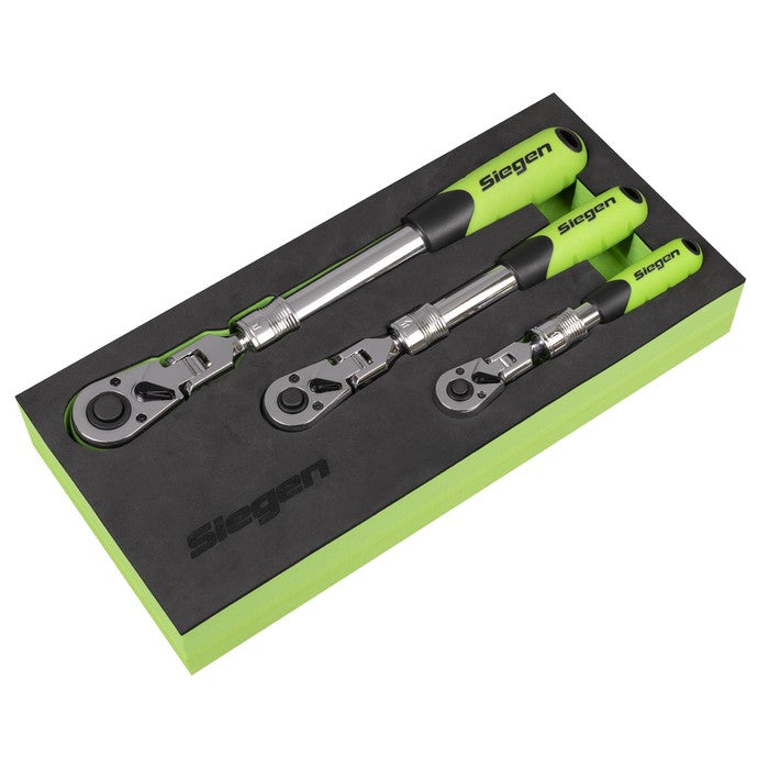 Extendable Flexi-Head Ratchet Wrench Set 3pc