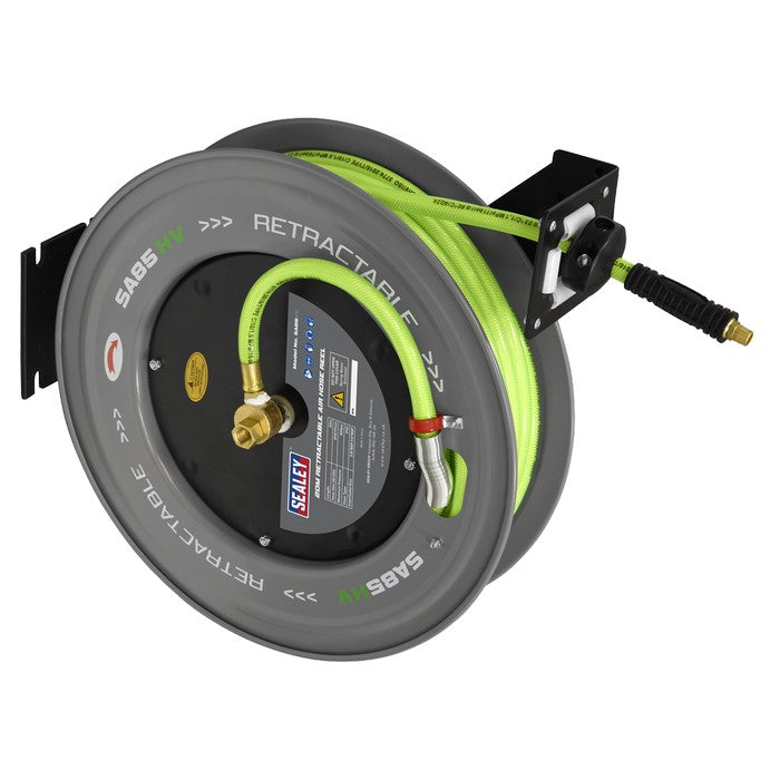 20m Retractable Hi-Vis PVC Air Hose with Steel Reel