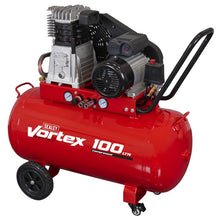 Sealey 100L Belt Drive Air Compressor with Cast Cylinders & Wheels 3.5hp