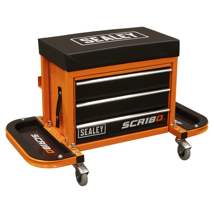 Mechanic's Utility Seat & Toolbox - Orange