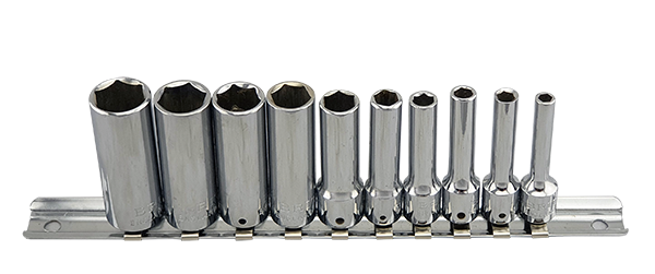 Britool England 10pc 1/4" Deep Socket Set (6 Point) 4-14mm