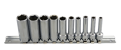 Britool England 10pc 1/4" Deep Socket Set (6 Point) 4-14mm