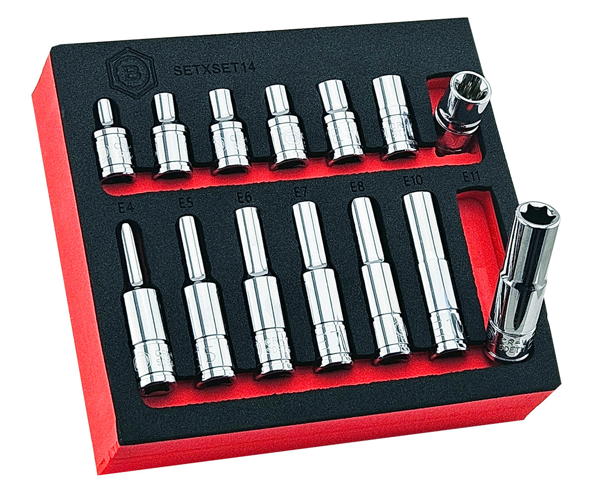 Britool Hallmark 14pc 1/4" E-Torx / Star Socket Set E4-E11