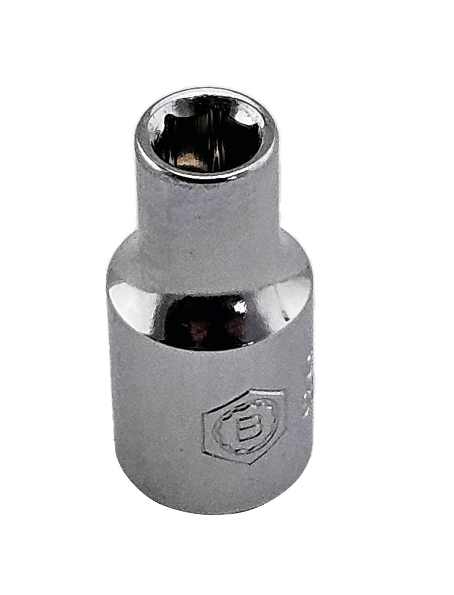 Picture of a Britool Hallmark 1/4" drive standard depth hexagon chrome socket from SSDSET26 set.