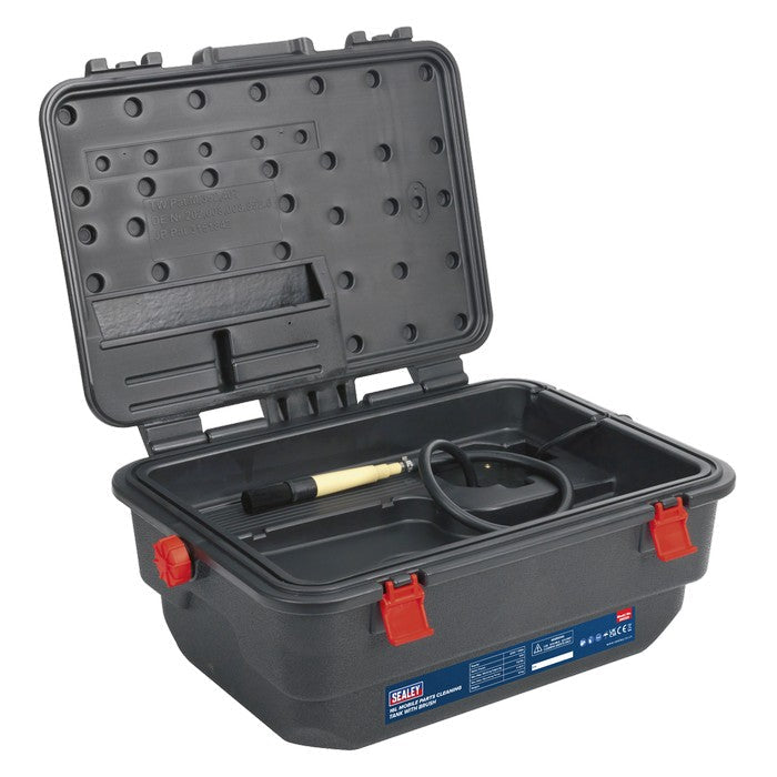 Mobile Parts Cleaning Tank with Brush 16L