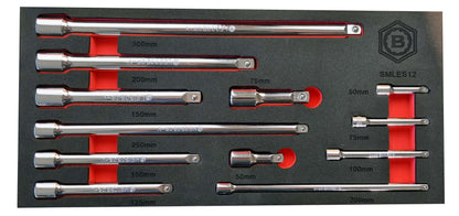 12pc Extension Bar Set 1/4", 3/8" & 1/2" Drive From Britool Hallmark