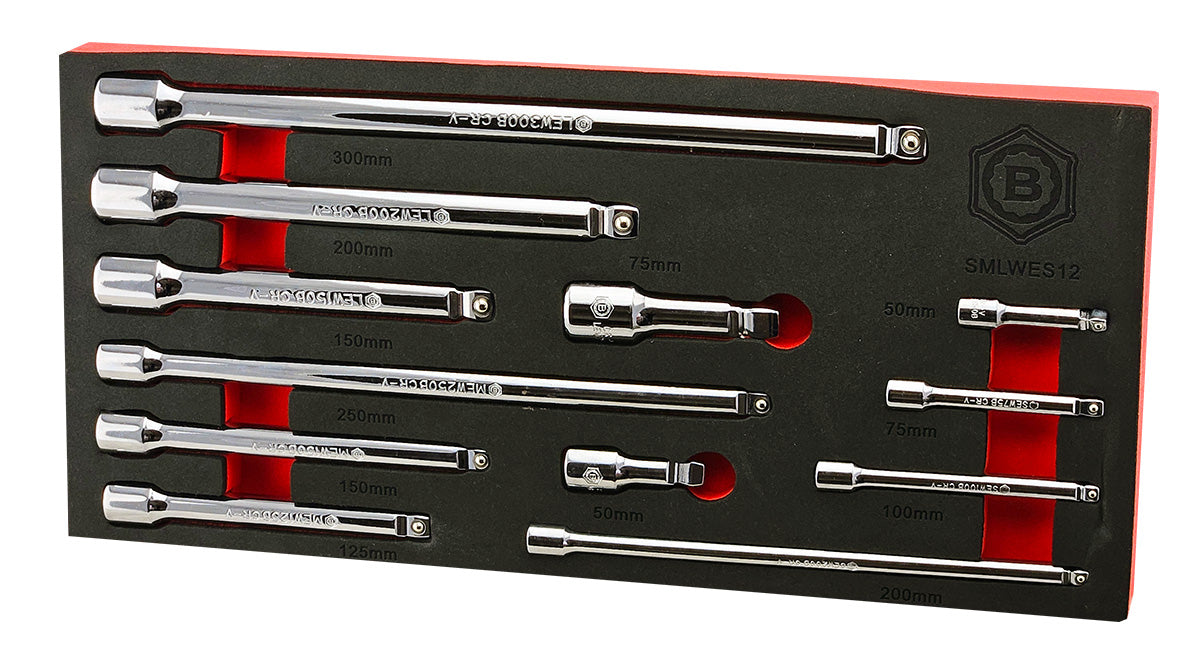 Britool Hallmark 3pc Extending Flexi Ratchet Set + Extension Bar Set