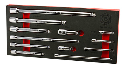 Britool Hallmark 3pc Extending Flexi Ratchet Set + Extension Bar Set