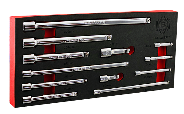 Britool Hallmark 12Pc Wobble Extension Bar Set 1/4", 3/8" & 1/2"SD - SMLWES12