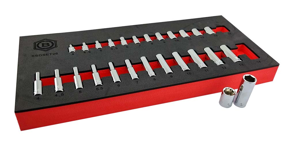 Britool 3/8" & 1/4" Drive Socket Sets With Standard & Deep Sockets