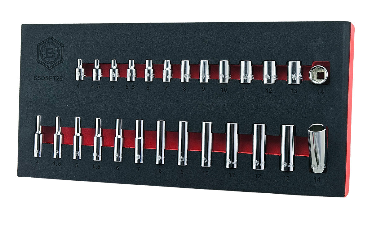 Britool 3/8" & 1/4" Drive Socket Sets With Standard & Deep Sockets