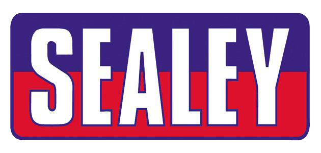 Sealey logo with white text on a red and blue background