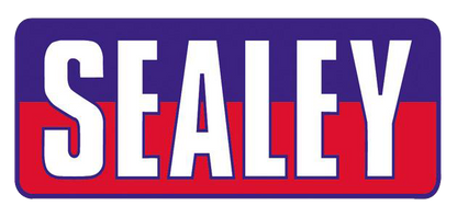 Sealey logo with white text on a red and blue background